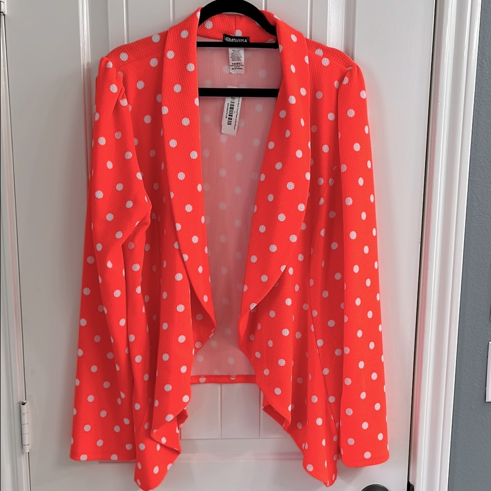 Light weight Women's coral orange Polka Dot fitted Jacket